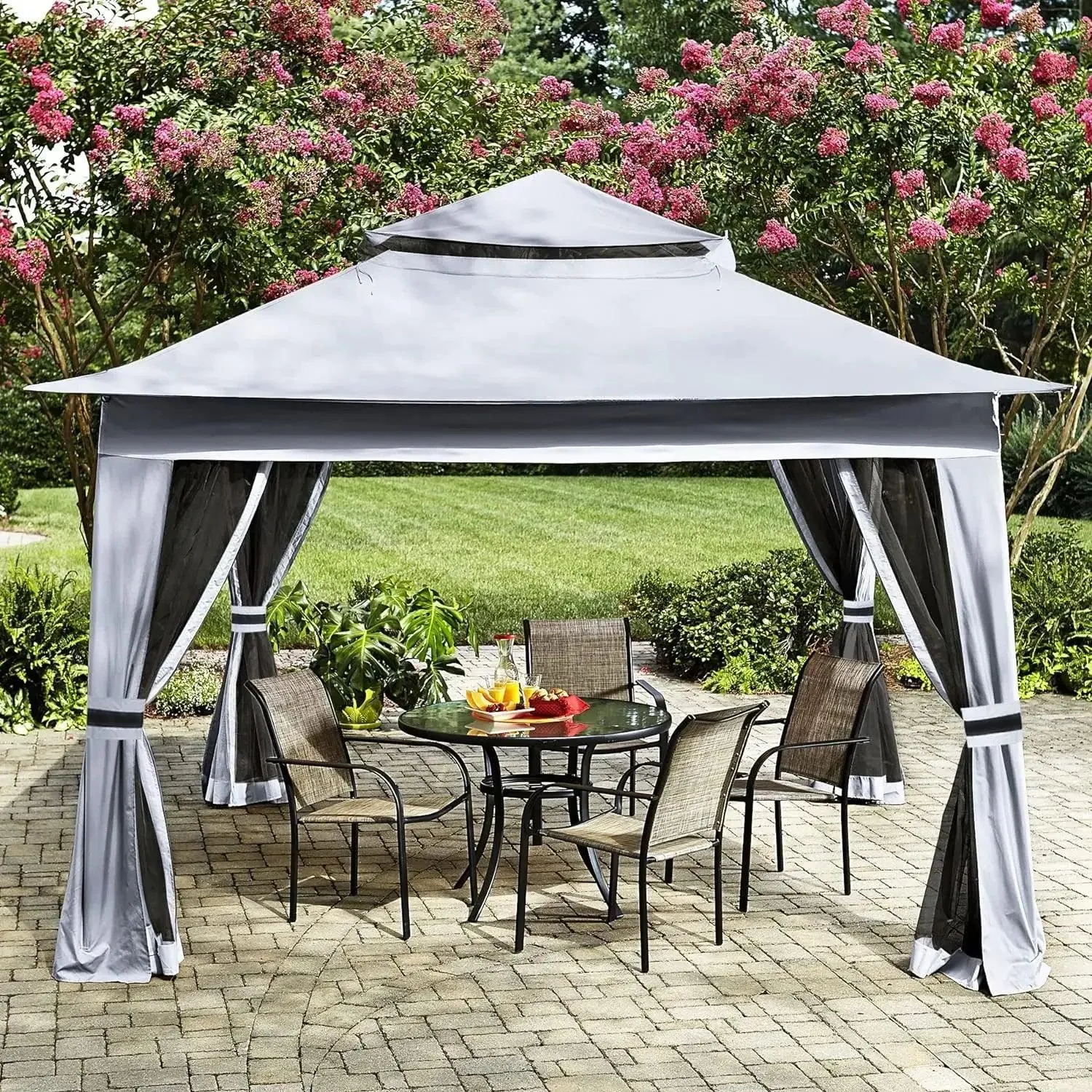 Patio Outdoor Pop Up Gazebo With Mesh Walls (13x13 Brown) Tents