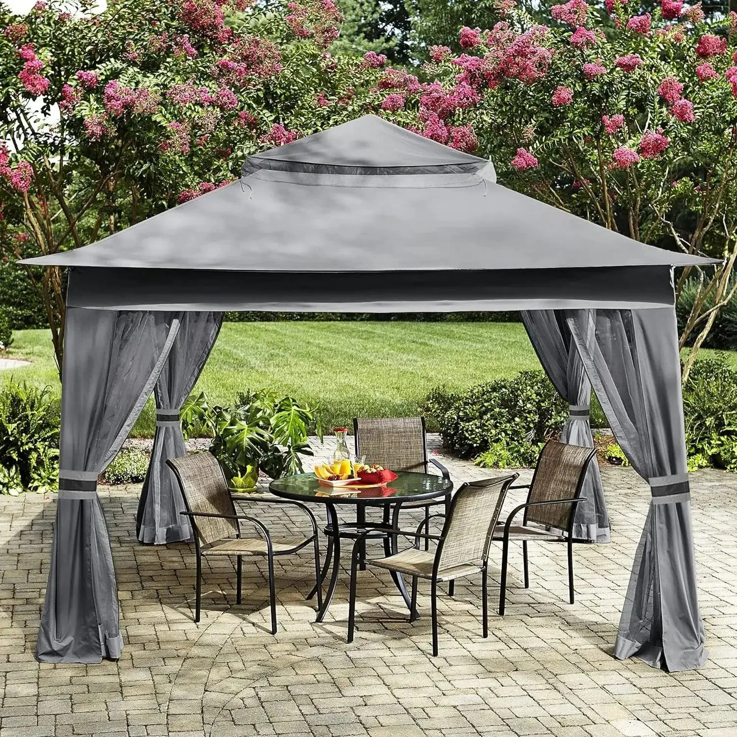 Patio Outdoor Pop Up Gazebo With Mesh Walls (13x13 Brown) Tents