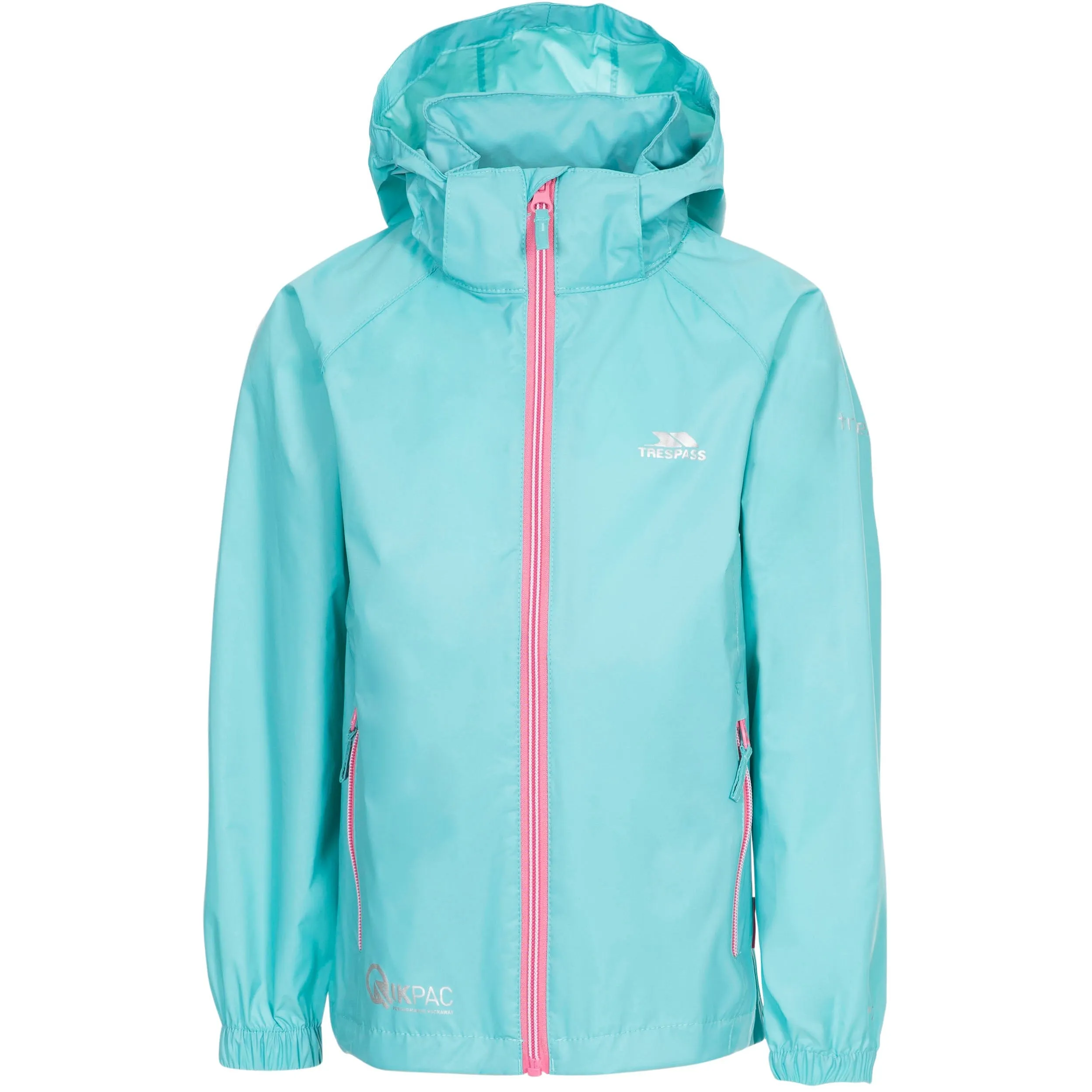 Qikpac X Kids' Unpadded Waterproof Packaway Jacket in Aquamarine