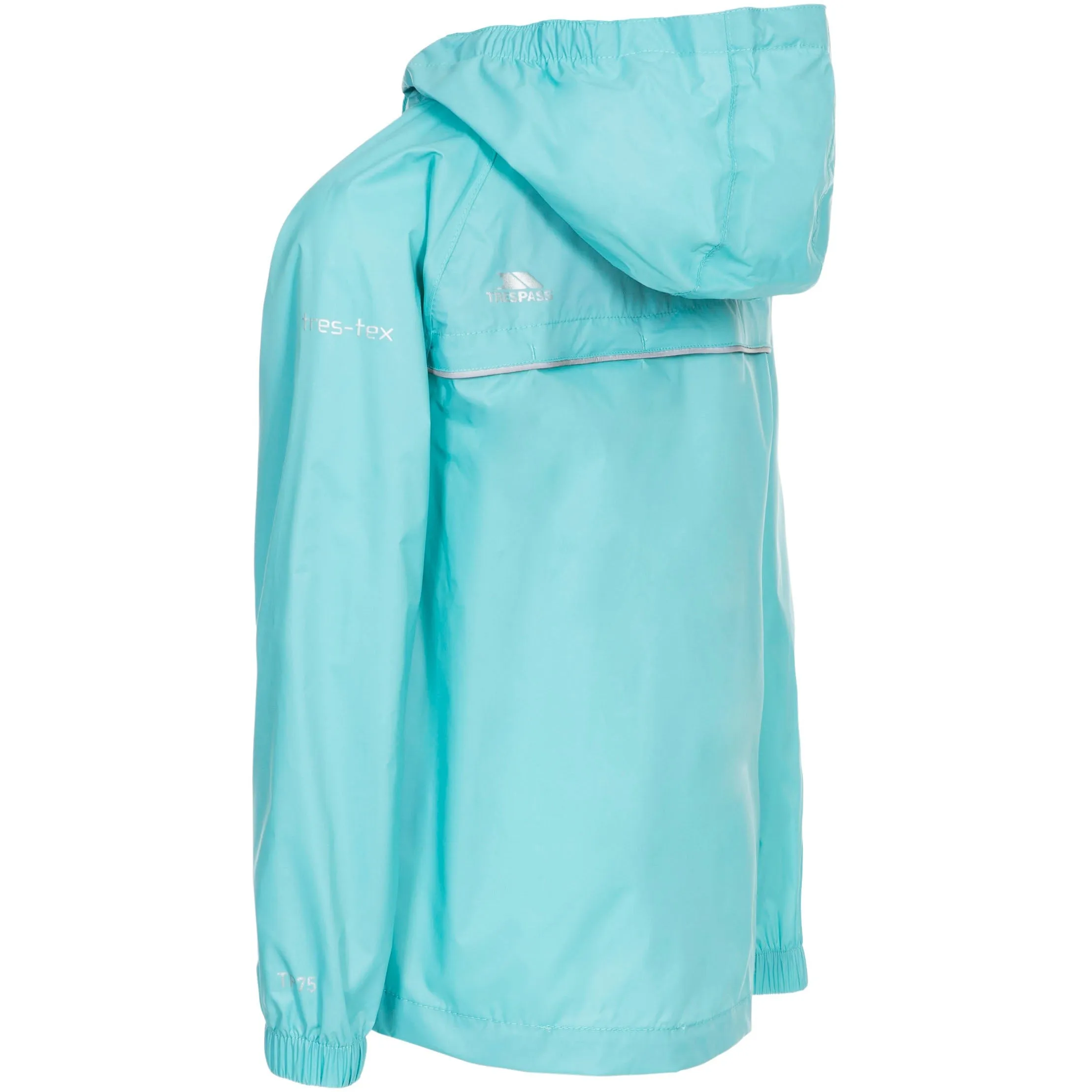 Qikpac X Kids' Unpadded Waterproof Packaway Jacket in Aquamarine