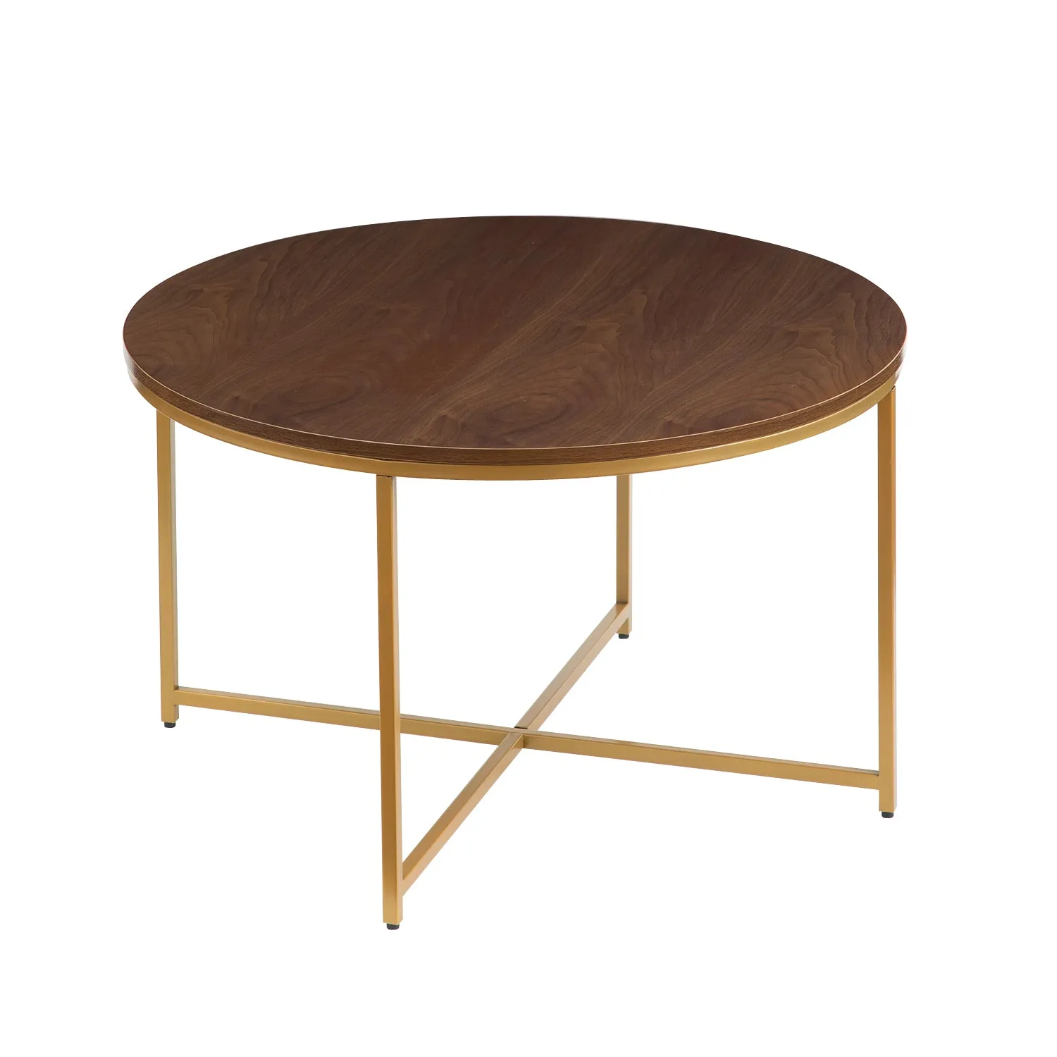 Regis Round Coffee Table (Walnut/Gold, 80 dia x 47.5(H) cm)