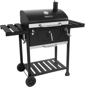 Royal Gourmet CD1824EN 24” Charcoal Grill Outdoor Smoker with Side Tables Backyard Griller Party BBQ Picnic Patio Cooking, Black