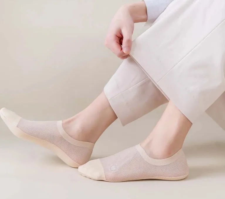 ROYALUCK Man Sock No Show Sock 4-Pack Boat Ice Silk Non Slip Ankle Sock