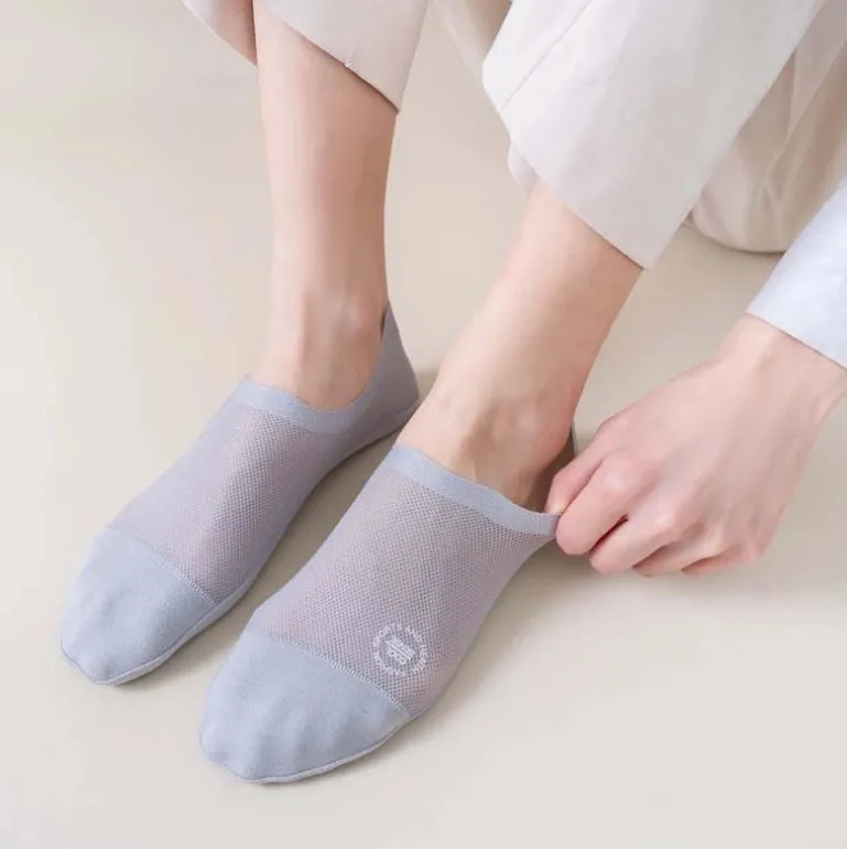 ROYALUCK Man Sock No Show Sock 4-Pack Boat Ice Silk Non Slip Ankle Sock