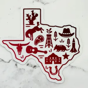 Texas Shaped Icons Sticker