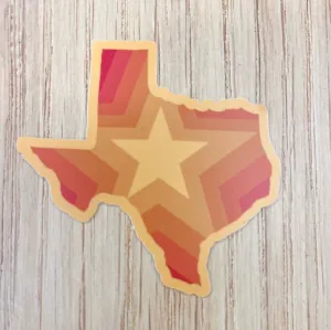 Texas Shaped Orange Star Sticker
