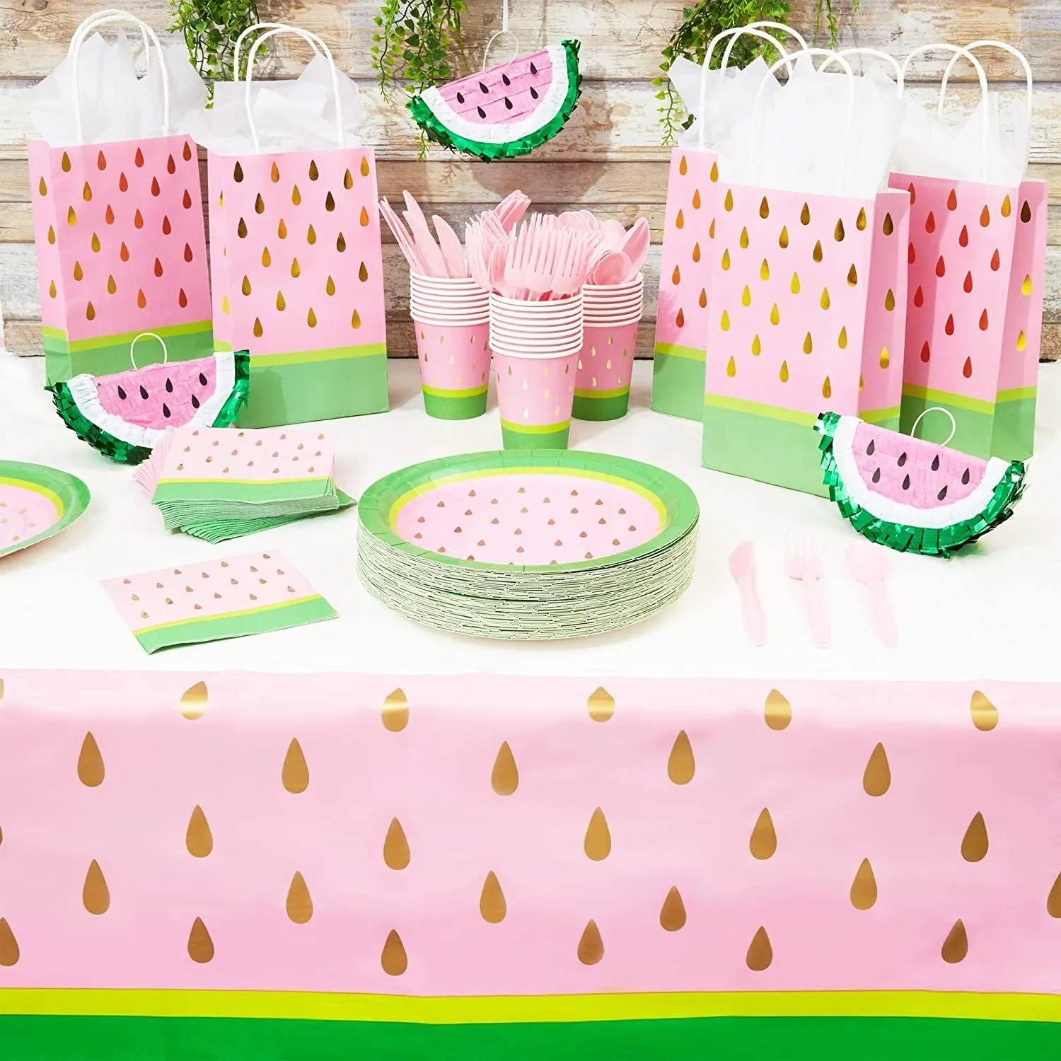 Watermelon Plastic Table Covers (54 x 108 in, 3 Pack)