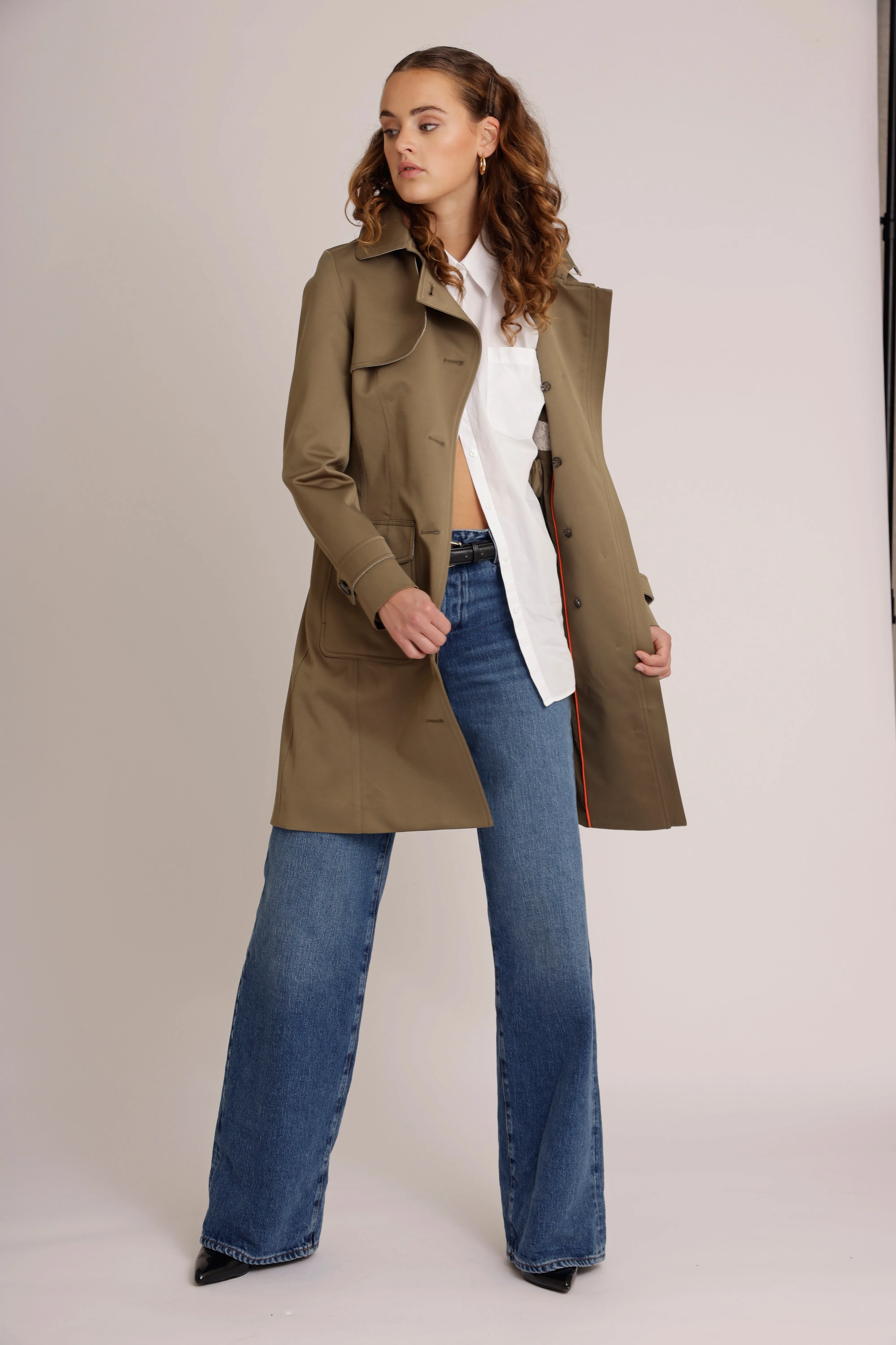 Waterproof Tailored Trenchcoat Satin - LightGreen