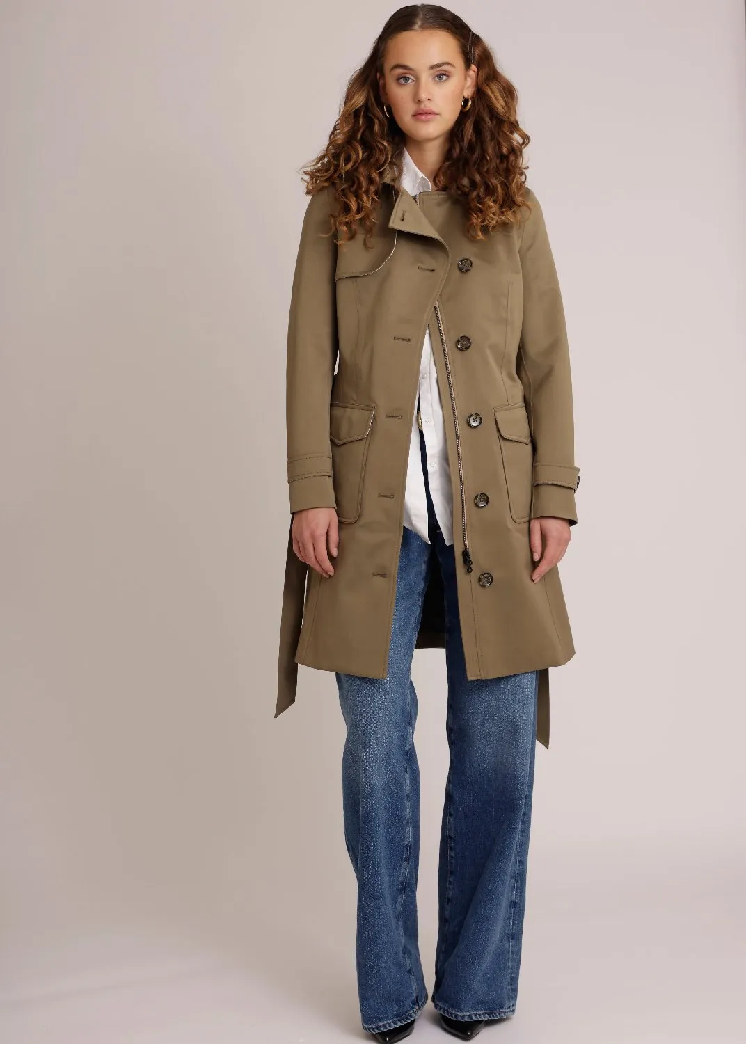 Waterproof Tailored Trenchcoat Satin - LightGreen
