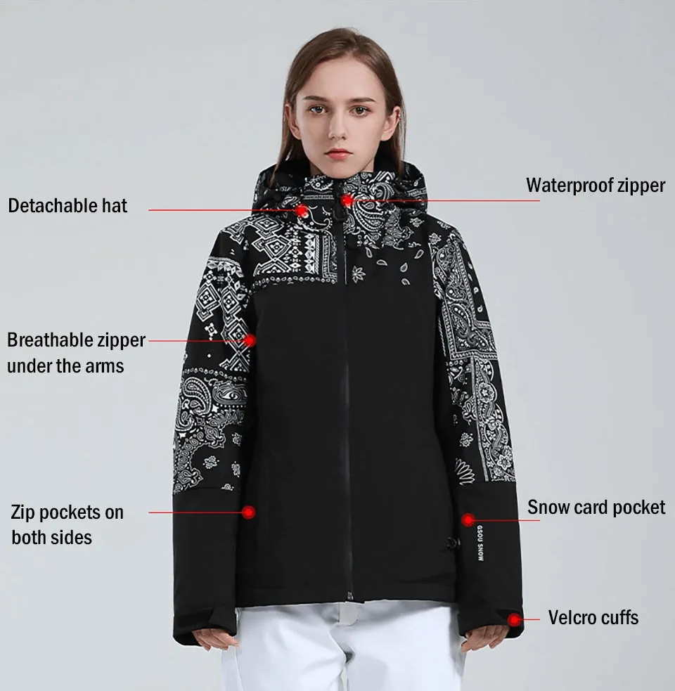Women's Windproof Waterproof Breathable Ski Jacket with Hood - SF0924